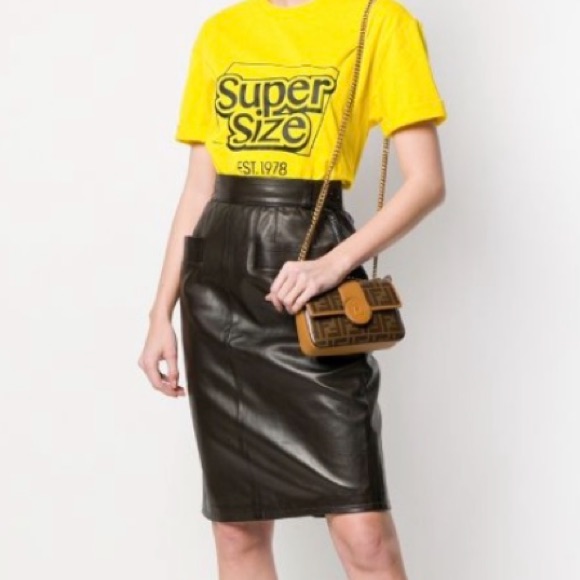 Vintage Yves Saint Laurent Leather Skirt 40